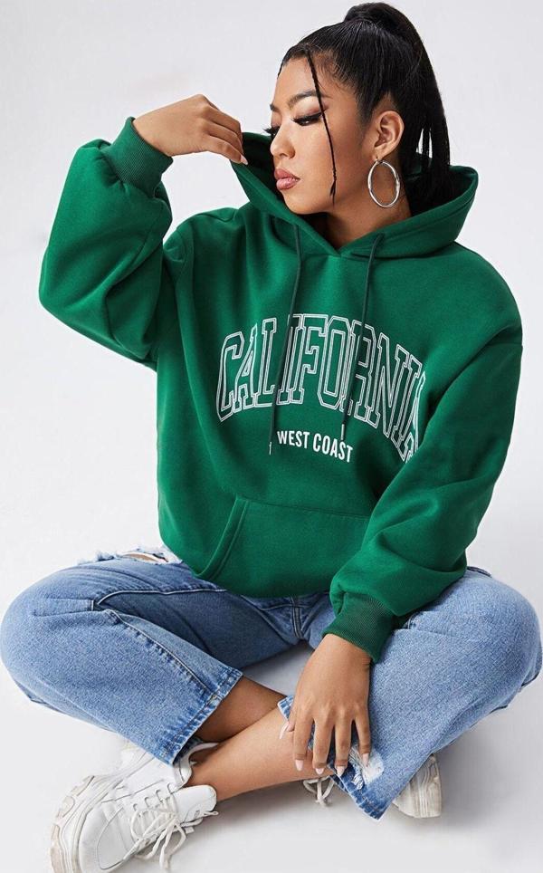 California Baskılı Oversize Sweatshirt - Image 1