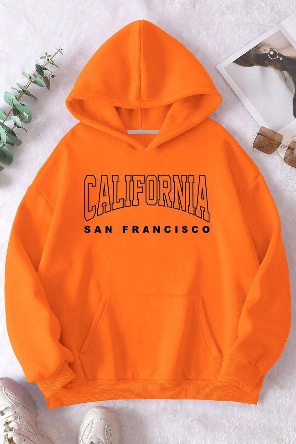 California Baskılı Oversize Sweatshirt - Image 1