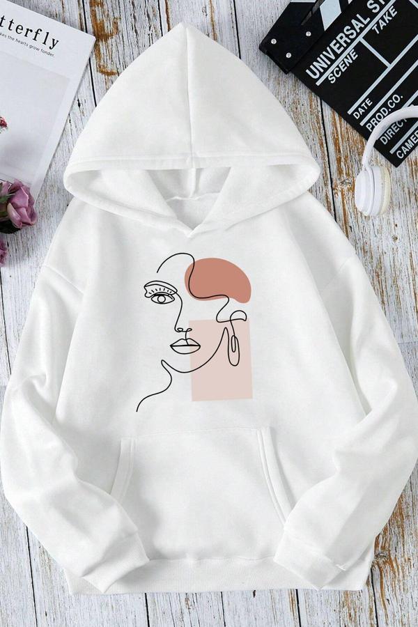 Silüet Baskılı Oversize Sweatshirt - Image 1