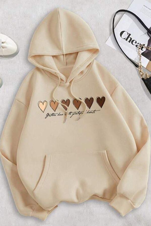 Unisex Kalp Baskılı Oversize Sweatshirt - Image 1