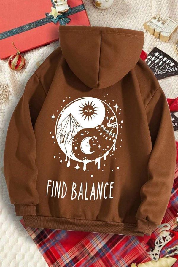 Unisex Cartoon Face Siyah Beyaz Hoodie - Image 1