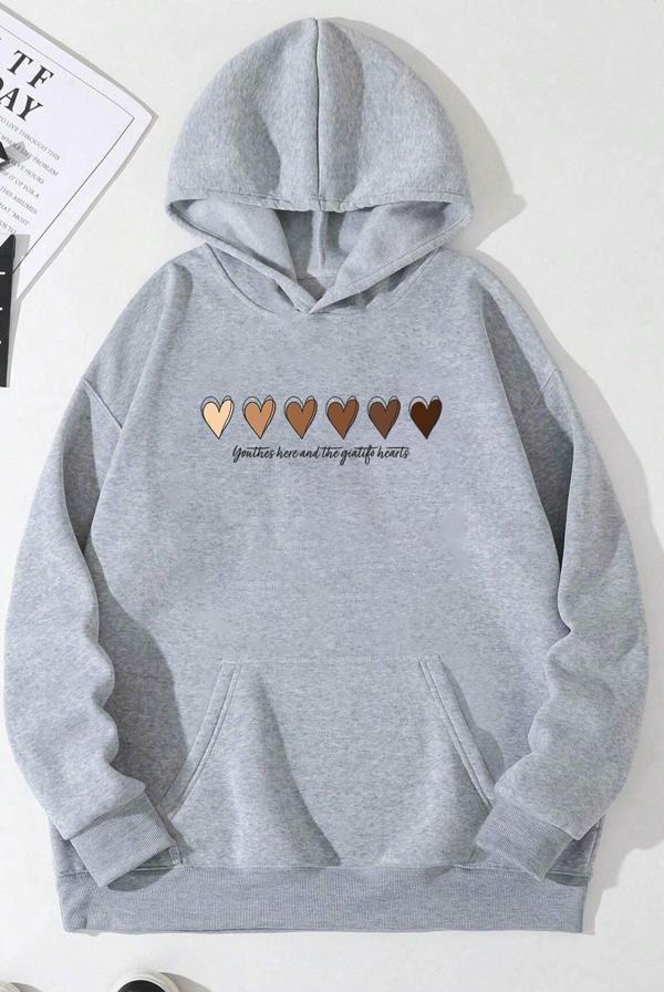 Unisex Kalp Baskılı Oversize Sweatshirt - Image 1