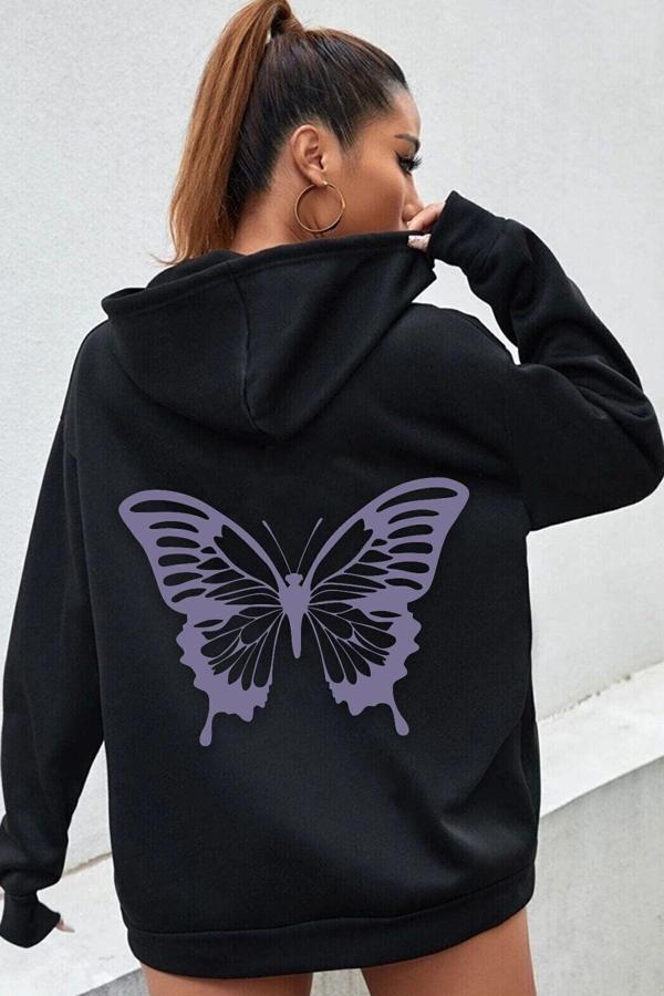 Unisex Butterfly Baskılı Sweatshirt - Image 1