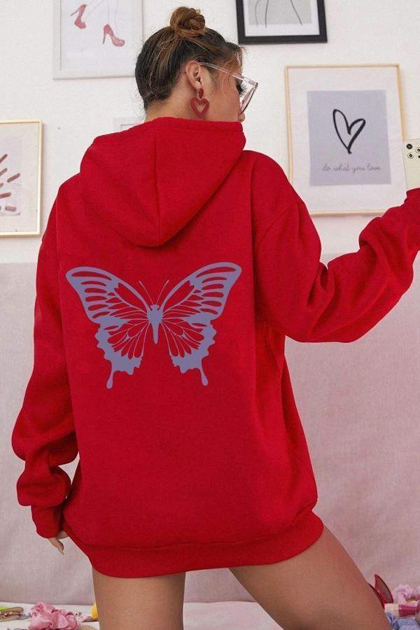 Unisex Butterfly Baskılı Sweatshirt - Image 1