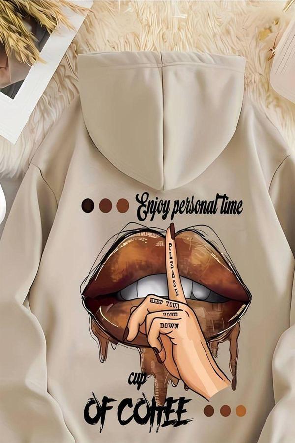 Enjoy Personel Time Baskılı Oversize Sweatshirt - Image 1