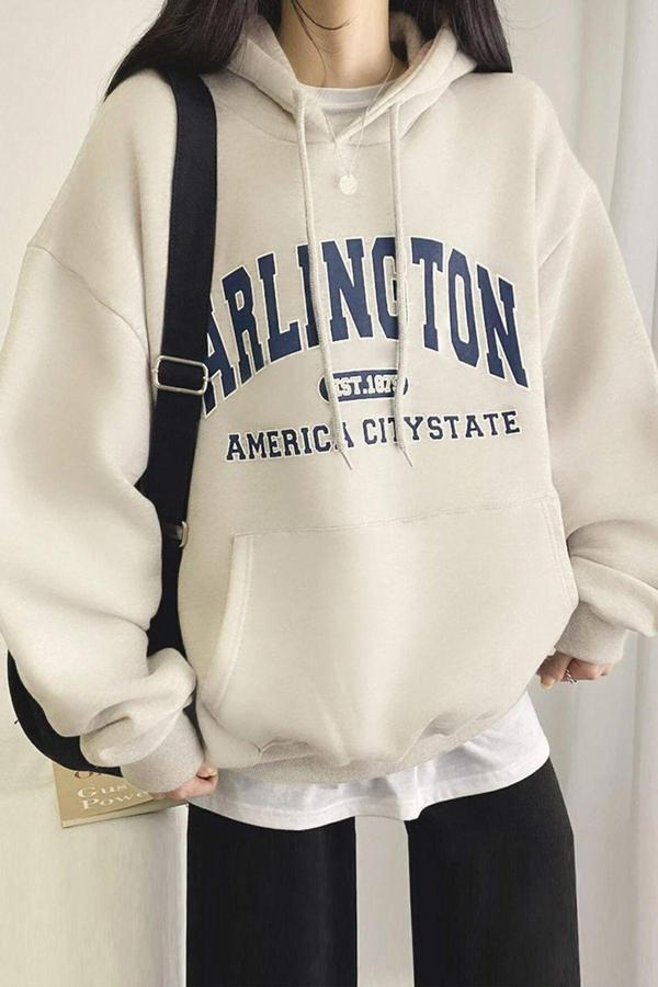 Unisex Arlington Baskılı Oversize Sweatshirt - Image 1