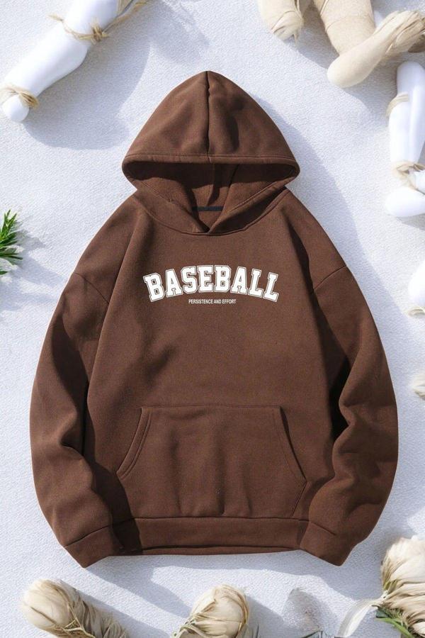Baseball Baskılı Oversize Sweatshirt - Image 1