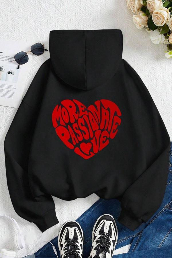 More Love Baskılı  Pamuklu Oversize Sweatshirt - Image 1