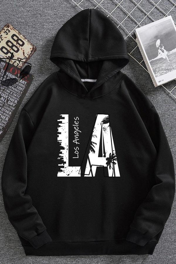 Los Angles Baskılı Oversize Sweatshirt - Image 1