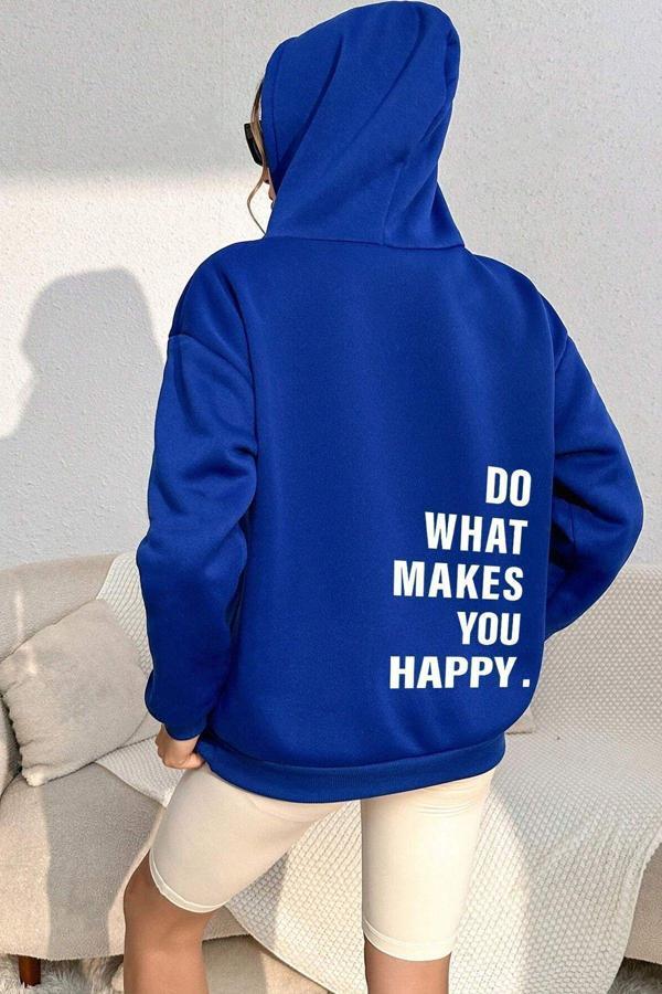 Do What Makes You Happy Baskılı Unisex Oversize Sweatshirt - Image 1