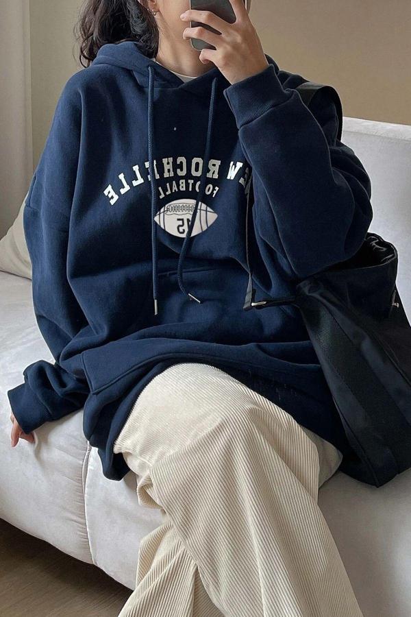 Unisex Football Baskılı Oversize Sweatshirt - Image 1