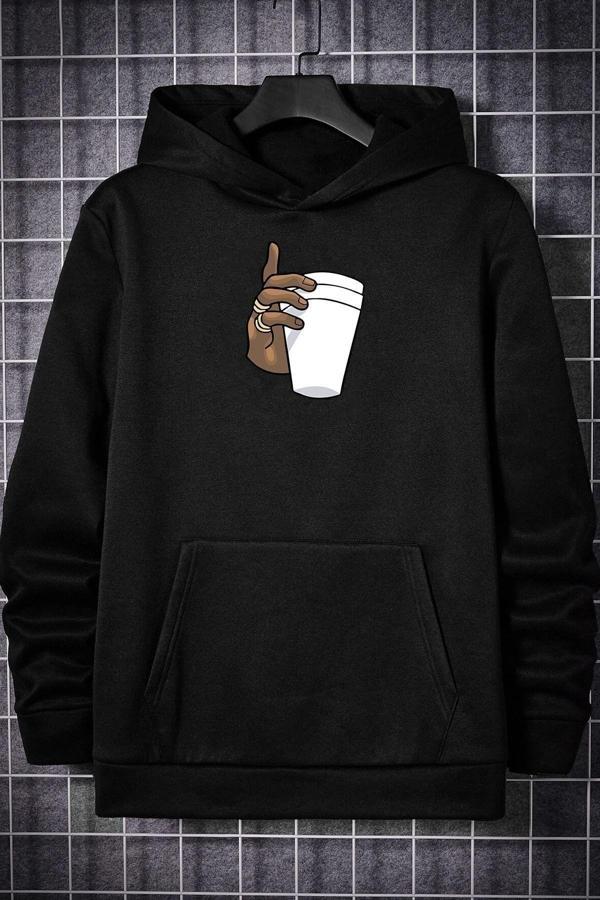 Unisex Tupac Coffee Baskılı Sweatshirt - Image 1
