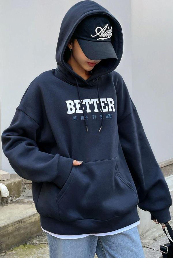 Unisex Better Baskılı Oversize Sweatshirt - Image 1