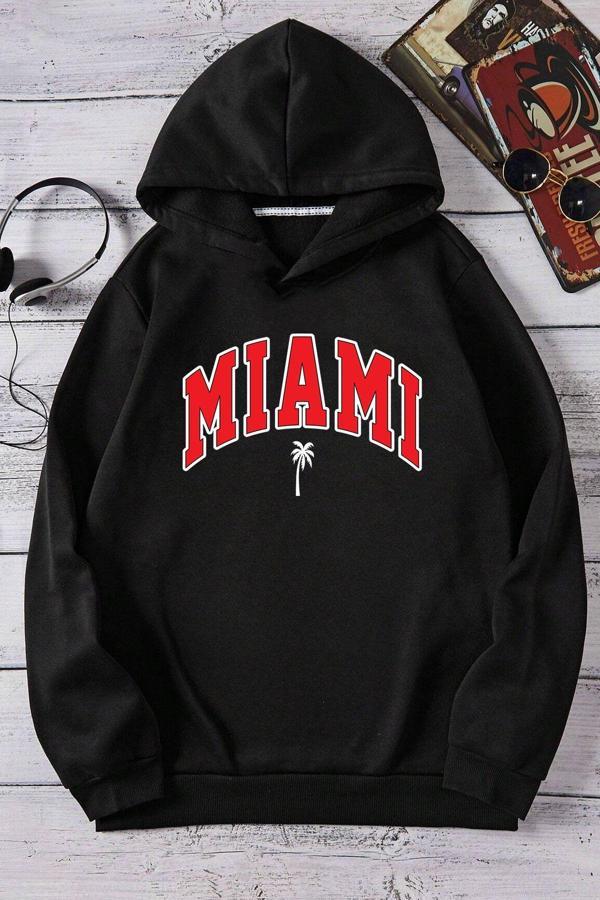 Miami Baskılı Oversize Sweatshirt - Image 1