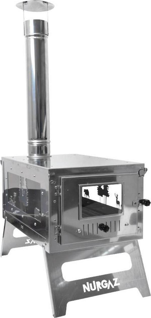 Nurgaz Campout Katlanır Krom Soba - Image 1