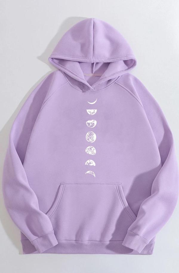 Unisex Moon Phases Baskılı Sweatshirt - Image 1