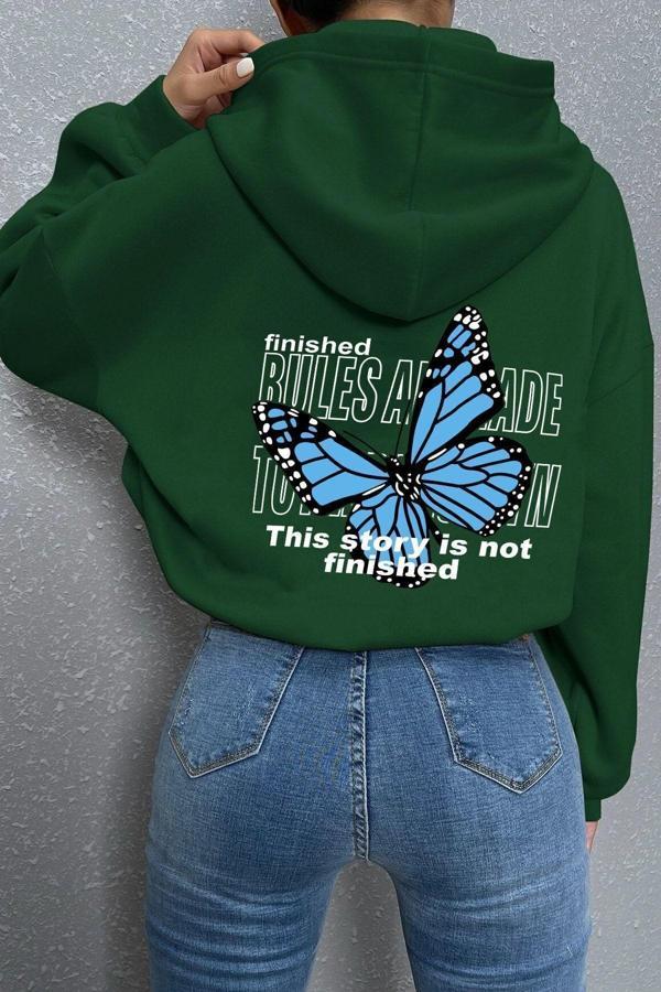 Unisex Kelebek Sırt Baskılı Sweatshirt - Image 1
