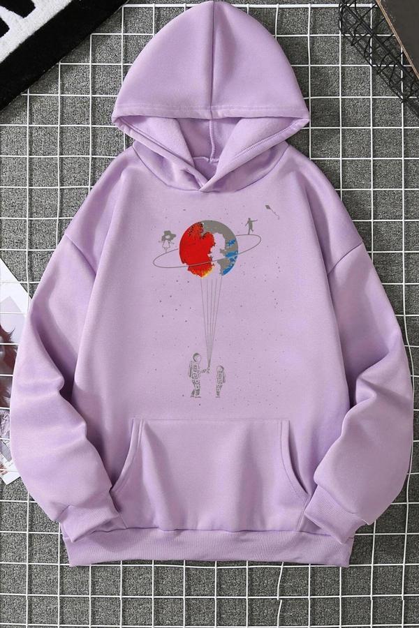 Unisex Evren Temalı Baskılı Sweatshirt - Image 1