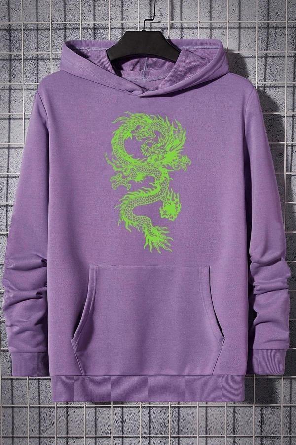 Unisex Chinese Dragon Graphic Baskılı Sweatshirt - Image 1