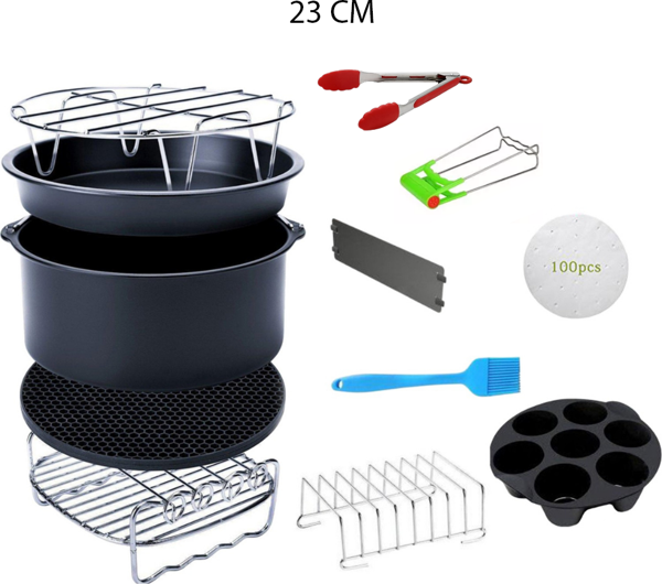 Yui,Xiaomi,Philips,Karaca,Arzum,Tefal,Kumtel Uyumlu XXL 9inç Hava Fritözü 12'li Yedek Parça Seti - Image 1