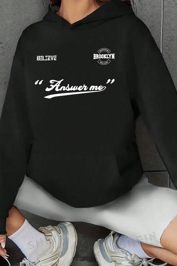 Answer me  Baskılı Oversize Sweatshirt - Image 1