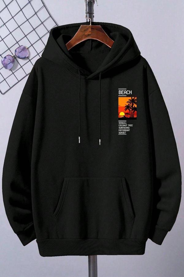 Beach Baskılı Oversize Sweatshirt - Image 1