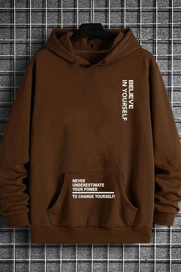 Belive in Yourself Baskılı Oversize Sweatshirt - Image 1