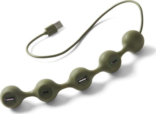 Lexon Peas Hub 2 Usb Çoğaltıcı Haki - Image 1