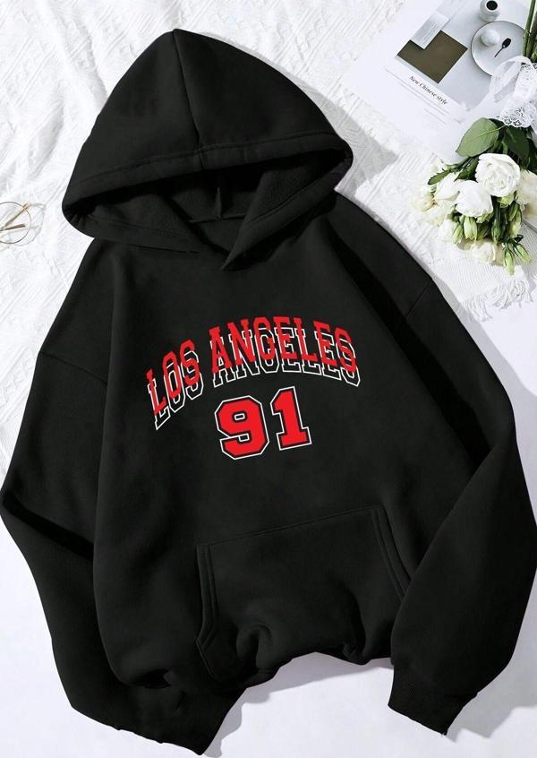 Los Angles Baskılı Oversize Sweatshirt - Image 1