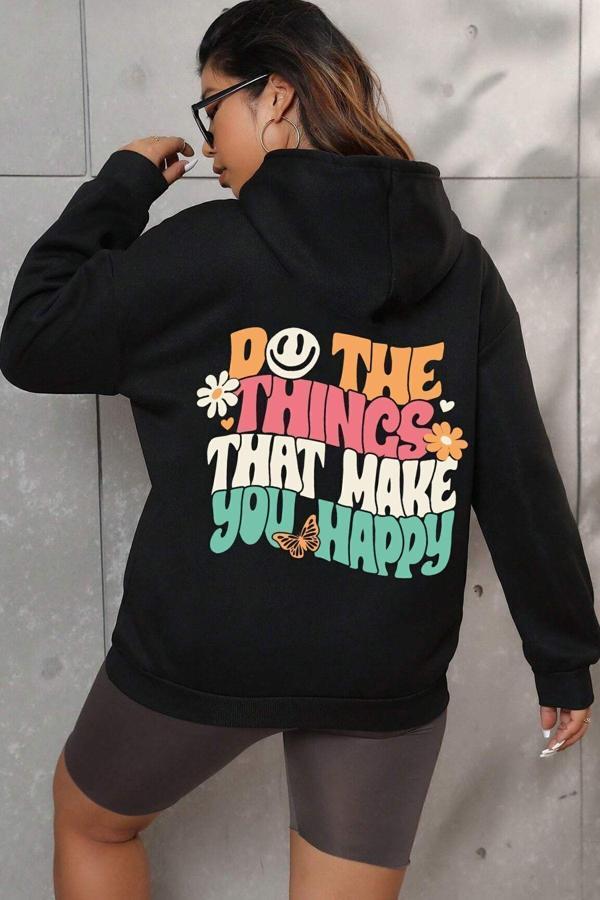 Unisex Oversize Do the things that make you Baskılı Sweatshirt - Image 1