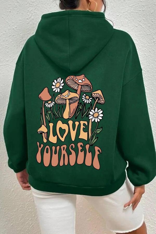 Unisex Oversize Love Yourself Baskılı Sweatshirt - Image 1