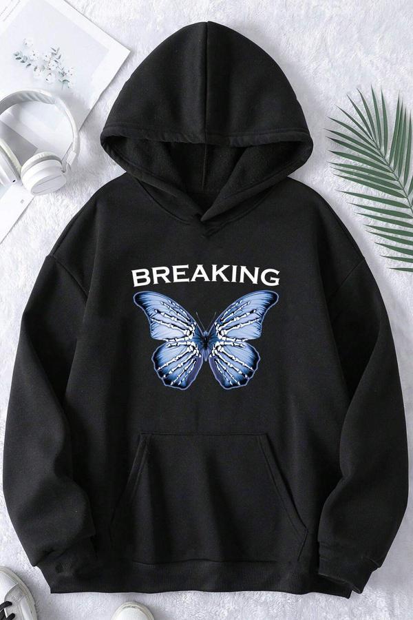 Breaking Baskılı Oversize Sweatshirt - Image 1