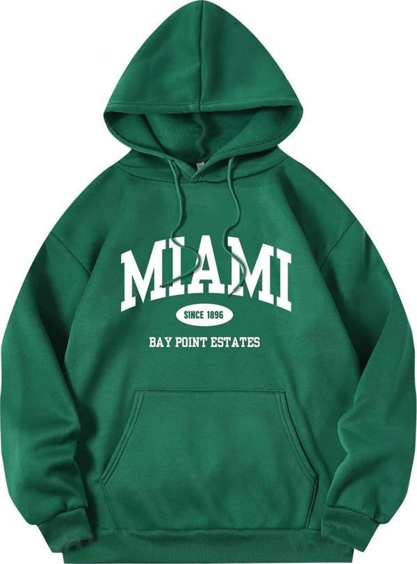 Miami Baskılı Oversize Sweatshirt - Image 1