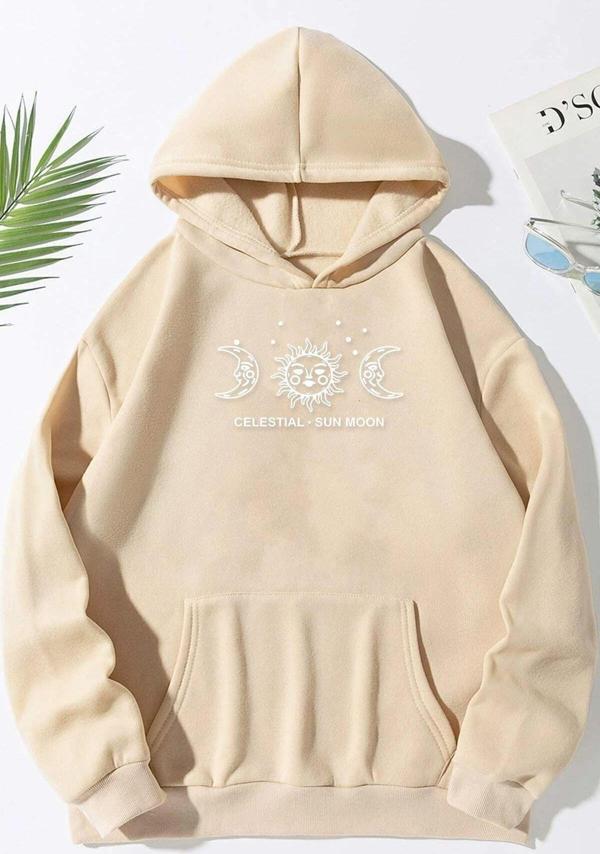 Unisex Celestial Sun Moon Baskılı Sweatshirt - Image 1