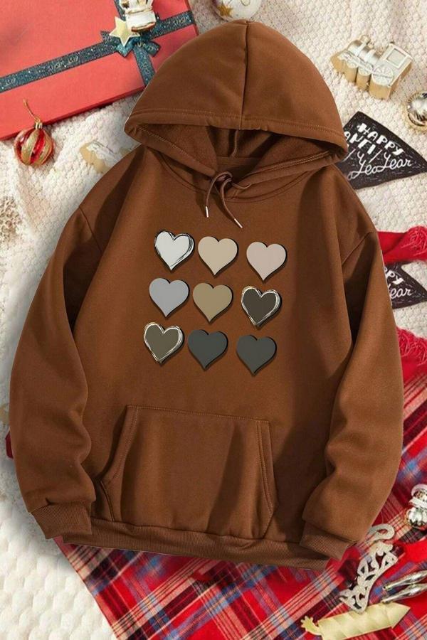 Unisex Oversize Kalp Baskılı Sweatshirt - Image 1