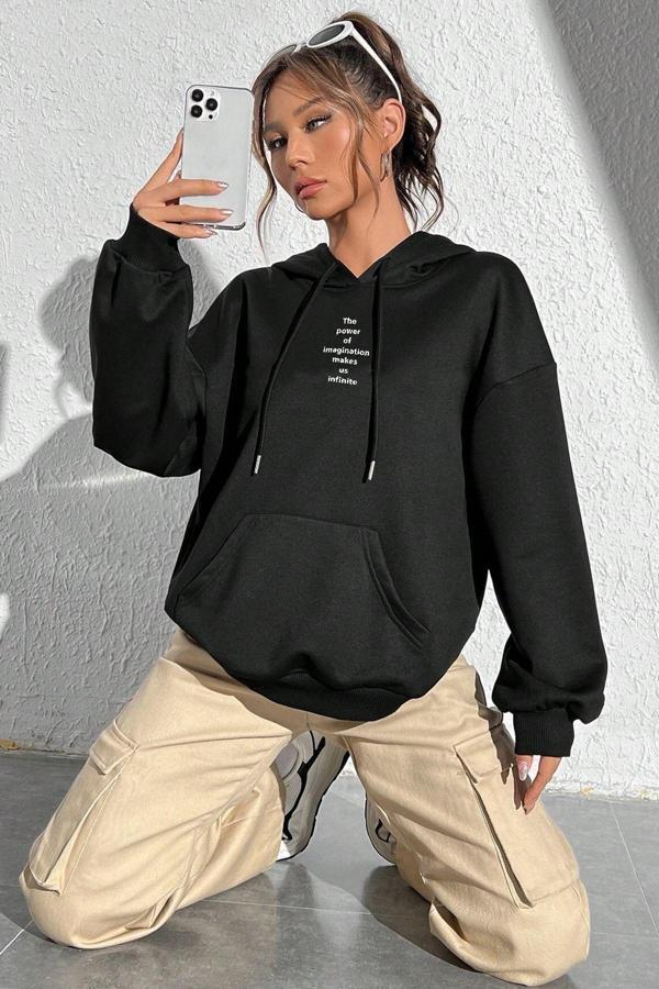 Unisex Oversize The Power Of Baskılı Sweatshirt - Image 1