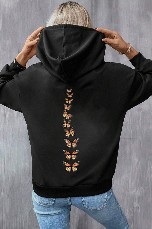 Unisex Oversize Sırt Kral Kelebek Baskılı Sweatshirt - Image 1