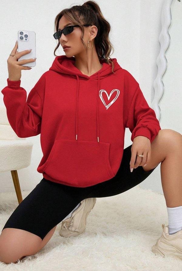 Unisex Heart Baskılı Oversize Sweatshirt - Image 1