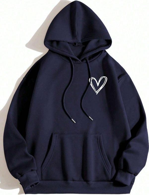 Unisex Heart Baskılı Oversize Sweatshirt - Image 1