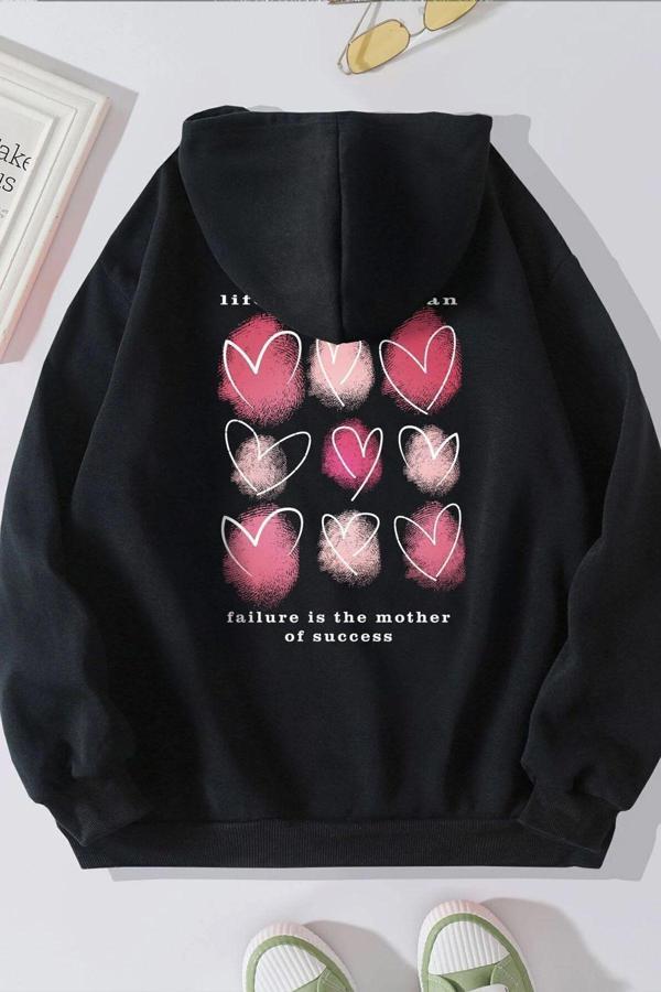 Unisex Heart Sırt Baskılı Oversize Sweatshirt - Image 1