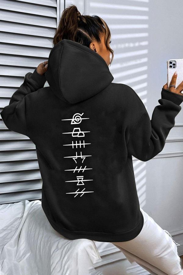 Siyah Sırt Baskı Bulut Sweatshirt - Image 1