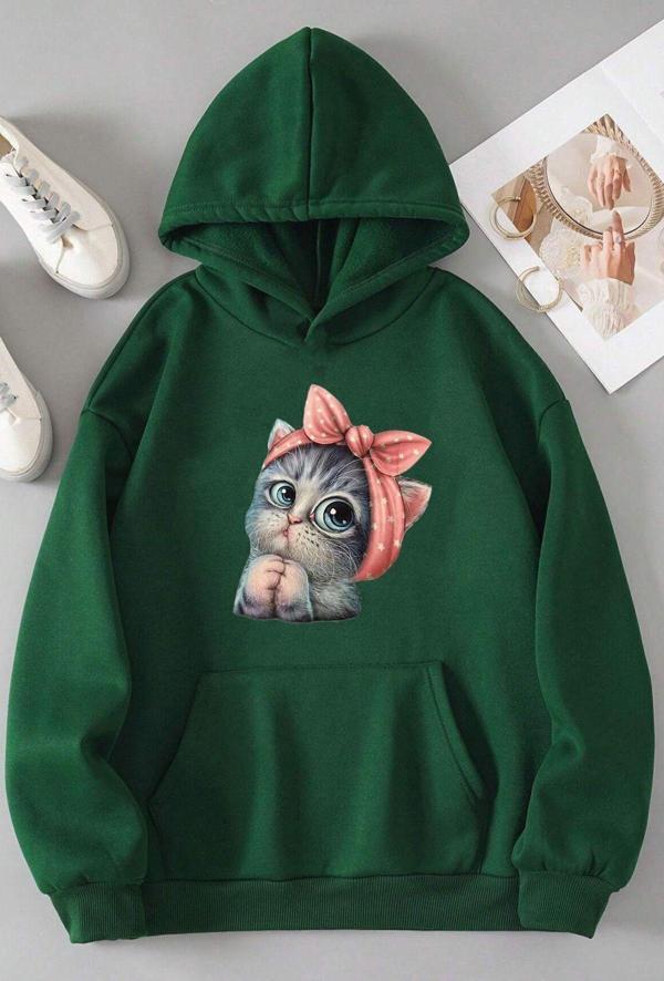 Unisex Sevimli Kedi Sweatshirt - Image 1