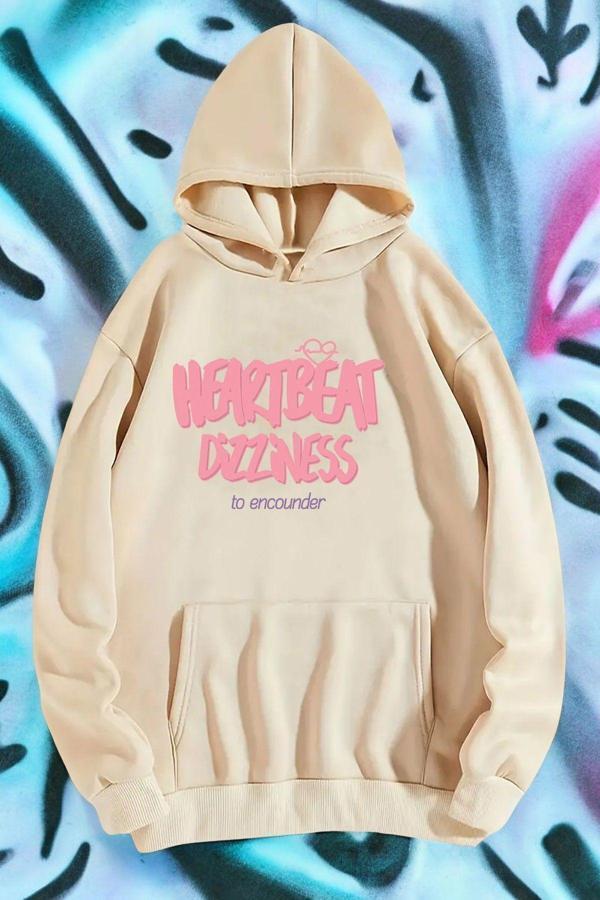 HeartBeat Baskılı Unisex Oversize Sweatshirt - Image 1