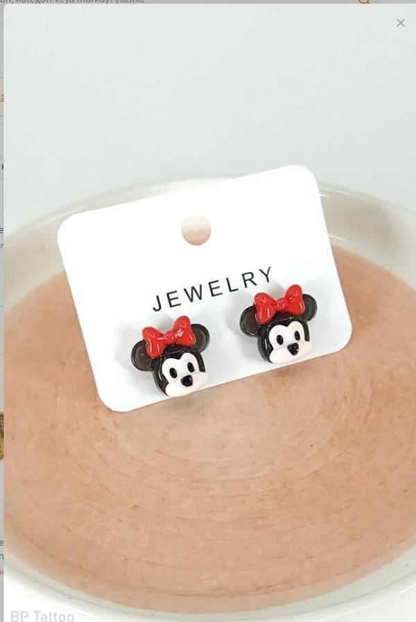  Sevimli Mickey Mouse Minnie 2'li Genç Ve Çocuk Küpesi - Image 1