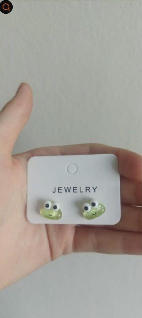 Kurbağa Frog  Küpe 2'li Genç Ve Çocuk Küpesi Hediyelik Aksesuar Şık Takı - Image 1