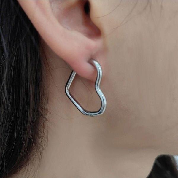 Paslanmaz Çelik Kalp Küpe Kararma Yapmayan Anti Alerjik Küpe Aksesuar Şık Kadın - Image 1