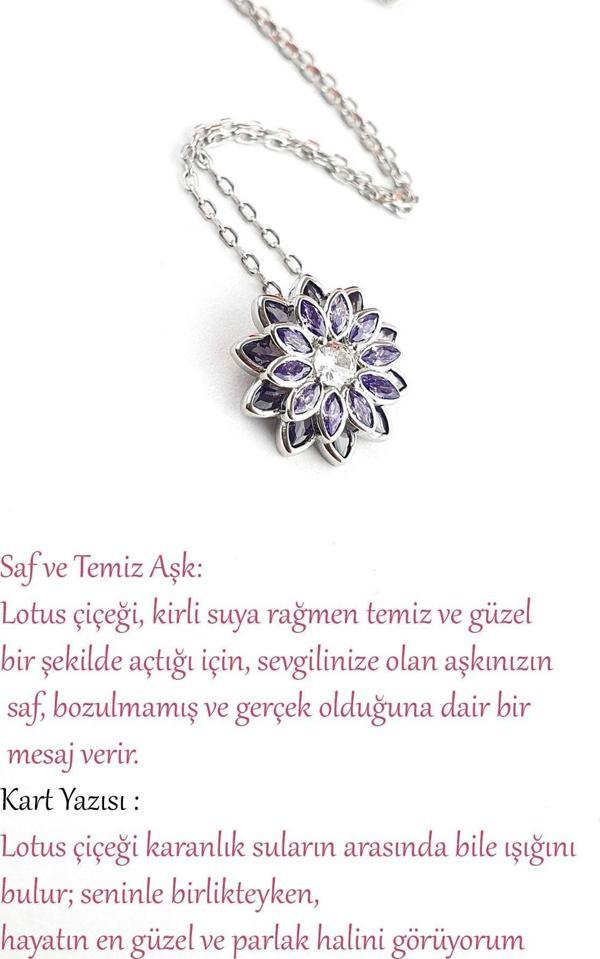 Ametist Taşlı 925ayar Gümüş Özel Tasarım Lotus Çiçeği Kolye  - Image 1