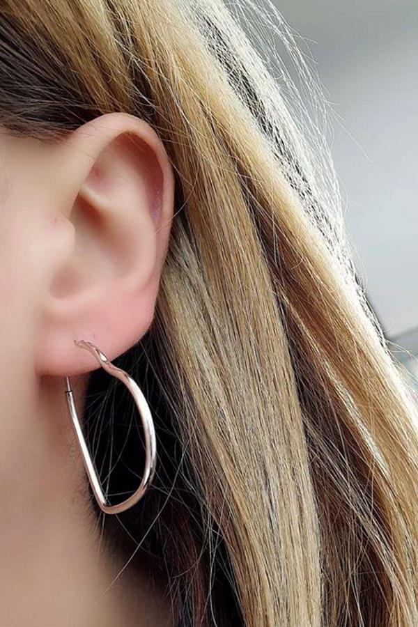 925ayar Gümüş Kalp Şeklinde Halka Küpe - Image 1