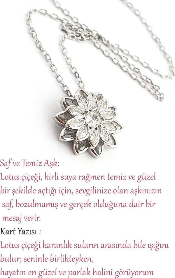 Pırlanta Parlaklığında Zirkon Taşlı 925ayar Gümüş Özel Tasarım Lotus Çiçeği Kolye - Image 1
