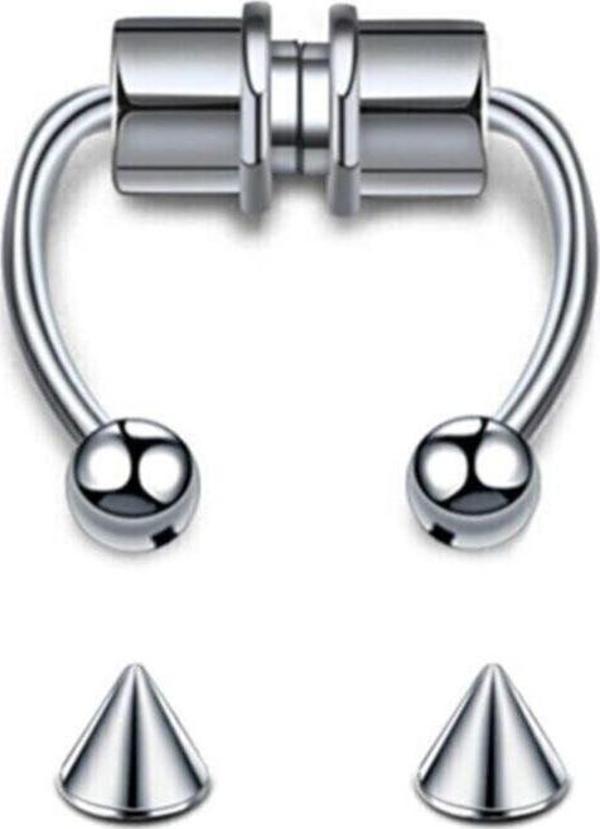 Gri Paslanmaz Çelik Mıknatıslı Fake Sahte Septum Piercing - Image 1